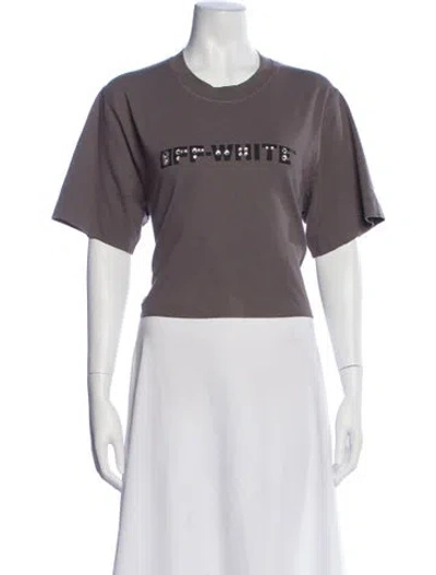 Pre-owned Off-white 2022 Graphic Print Crop Top In Gray