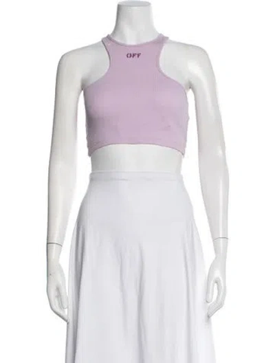 Pre-owned Off-white 2022 Graphic Print Crop Top In Purple