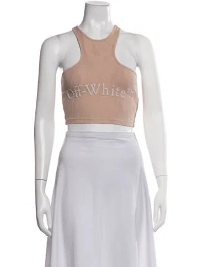 Pre-owned Off-white 2022 Graphic Print Crop Top W/ Tags In Pink