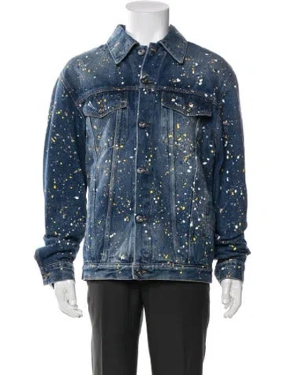 Pre-owned Off-white 2022 Graphic Print Denim Jacket In Blue