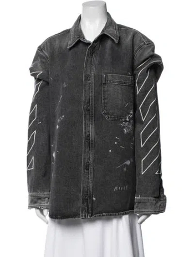 Pre-owned Off-white 2022 Graphic Print Denim Jacket In Grey