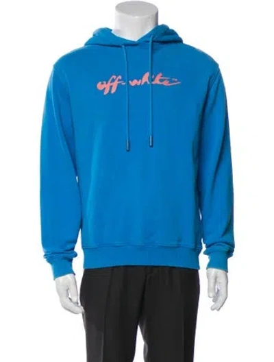 Pre-owned Off-white 2022 Graphic Print Hoodie In Blue