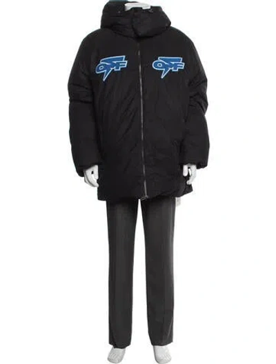 Pre-owned Off-white 2022 Graphic Print Puffer Coat In Black