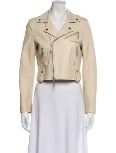 Pre-owned Off-white 2022 Leather Biker Jacket In Neutral