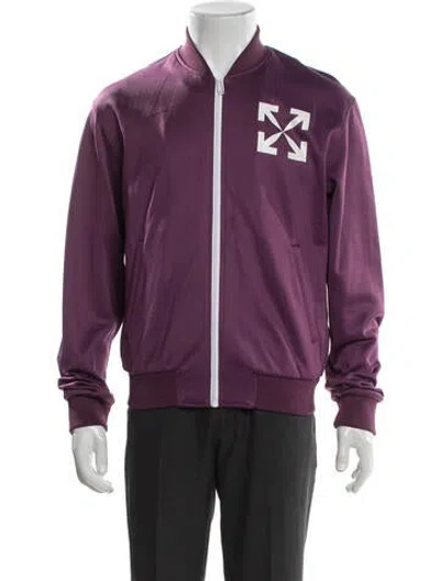 Pre-owned Off-white 2022 Signature Logo Bomber Jacket In Purple