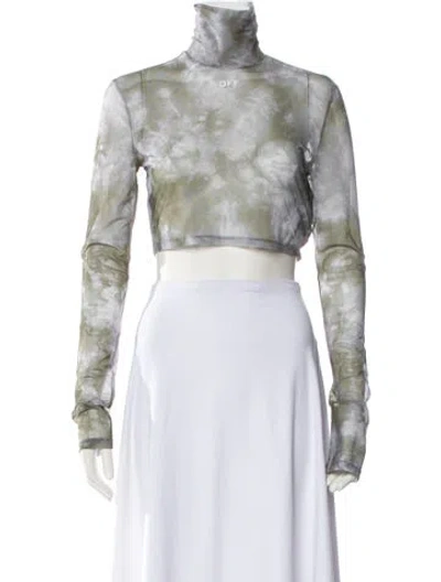 Pre-owned Off-white 2022 Tie-dye Print Crop Top W/ Tags In Green