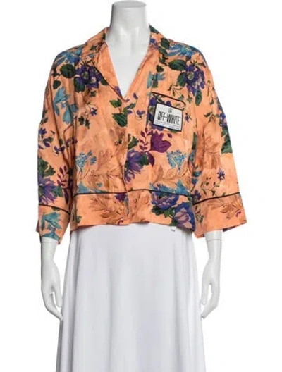 Pre-owned Off-white 2023 Floral Print Top In Orange