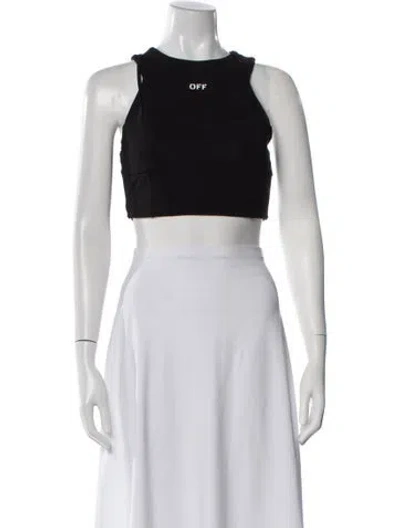 Pre-owned Off-white 2023 Graphic Print Crop Top In Black