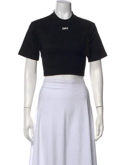 Pre-owned Off-white 2023 Graphic Print Crop Top In Black