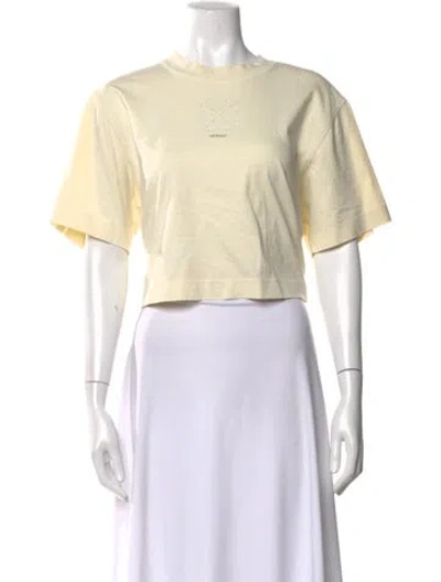 Pre-owned Off-white 2023 Graphic Print Crop Top In Neutrals/yellow