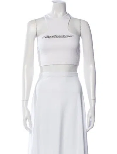 Pre-owned Off-white 2023 Graphic Print Crop Top In White