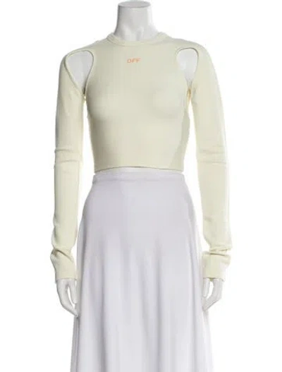 Pre-owned Off-white 2023 Graphic Print Crop Top In Yellow