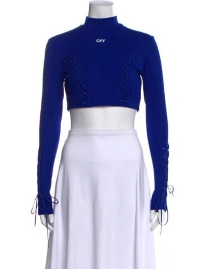 Pre-owned Off-white 2023 Mock Neck Crop Top In Blue