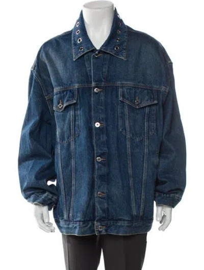 Pre-owned Off-white 2023 Signature Logo Denim Jacket In Blue