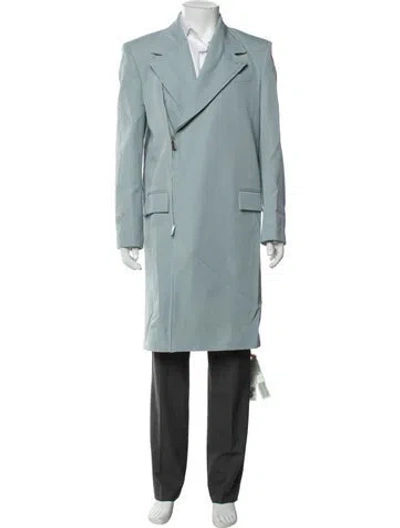 Pre-owned Off-white 2023 Virgin Wool Overcoat In Blue