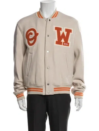 Pre-owned Off-white 2023 Virgin Wool Varsity Jacket W/ Tags In Neutrals