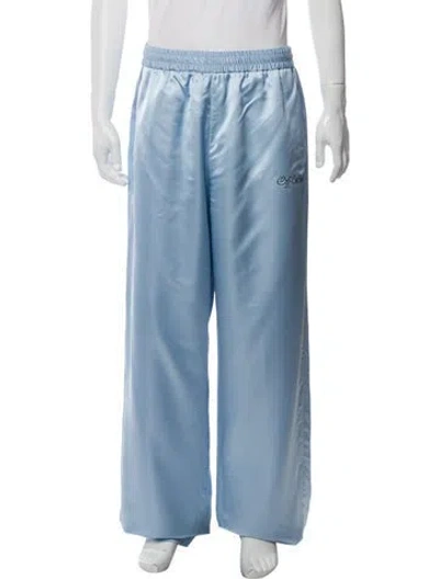 Pre-owned Off-white 2024 Embroidered Accent Pajama Bottoms In Blue