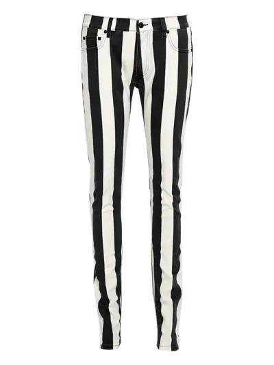 Pre-owned Off-white 2024 Striped Denim Trousers In Black
