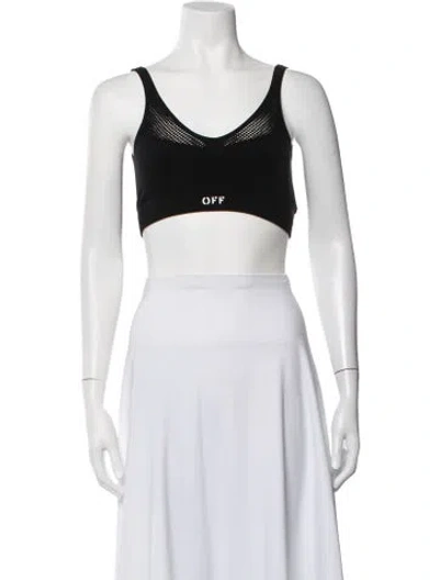Pre-owned Off-white 2024 V-neck Sports Bra In Black