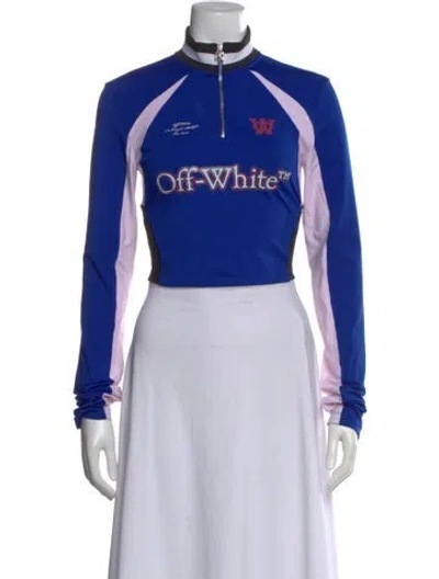 Pre-owned Off-white 2025 Graphic Print Crop Top In Blue