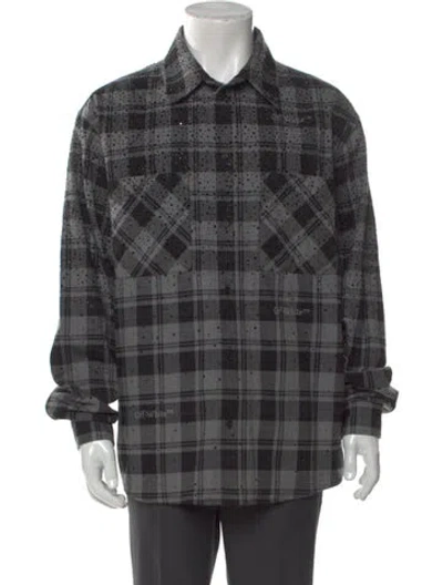 Pre-owned Off-white 2025 Plaid Print Western Shirt In Gray
