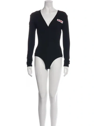 Pre-owned Off-white 2026 V-neck Bodysuit In Black