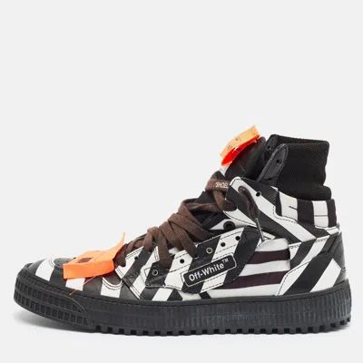 Pre-owned Off-white 3.0 Off Court Size 40 Black/white Canvas And Leather High Top Sneakers
