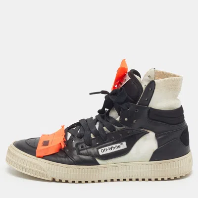 Pre-owned Off-white 3.0 Off Court Size 40 Black/white Canvas And Leather High Top Sneakers