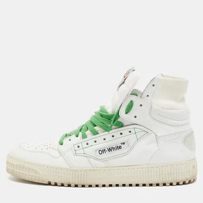 Pre-owned Off-white 3.0 Off Court Size 42 White Canvas And Leather High Top Sneakers