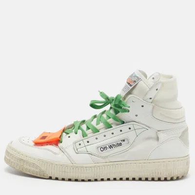 Pre-owned Off-white 3.0 Off Court Size 43 White Leather And Canvas High Top Sneakers