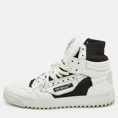 Pre-owned Off-white 3.0 Off Court Size 44 White/black Leather And Canvas High Top Sneakers