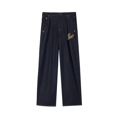 Pre-owned Off-white 90s Logo Crop Flare Jeans 'raw Blue/gold' | Men's Size 33