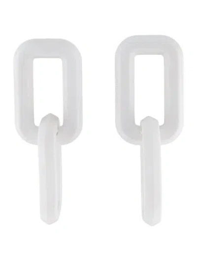 Pre-owned Off-white Acetate Chain Link Drop Earrings In White