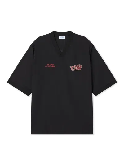 Off-white X Ac Milan Logo-print T-shirt In Black