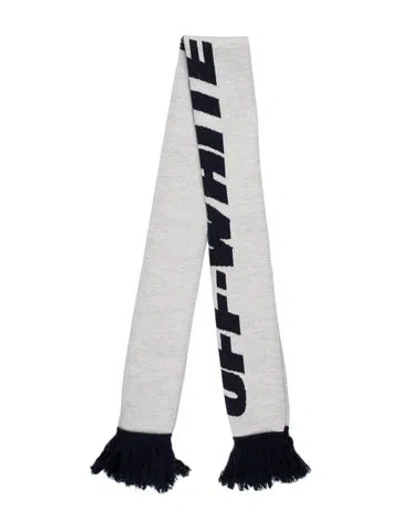 Pre-owned Off-white Acrylic Graphic Print Scarf In Black