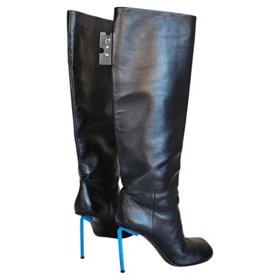 Pre-owned Off-white Allen Key Heel Boots 40 Black Blue Virgil Abloh