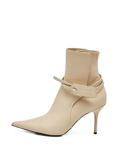 Pre-owned Off-white Allen Leather Ankle Boots In Neutrals