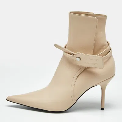 Pre-owned Off-white Allen Size 36 Beige Leather Ankle Length Boots In Sand