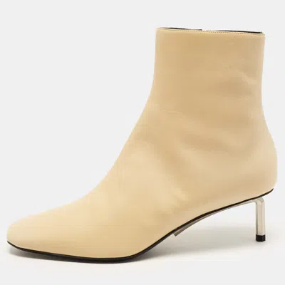Pre-owned Off-white Allen Size 37 Beige Leather Ankle Boots In Sand