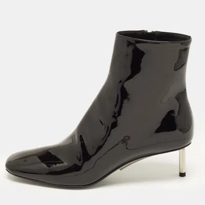Pre-owned Off-white Allen Size 37 Black Patent Leather Ankle Boots