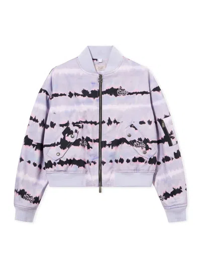 Off-white All-over Tie-dye Cropped Bomber In Purple