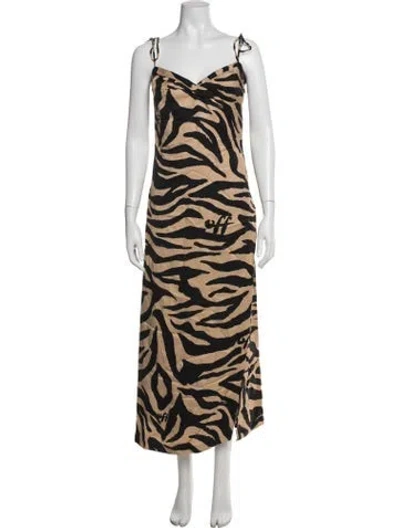 Pre-owned Off-white Animal Print Long Dress In Multicolor
