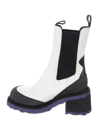 Pre-owned Off-white Ankle Boots Chelsea White Lug Sole Bootie Leather Chelsea Boots In Blue
