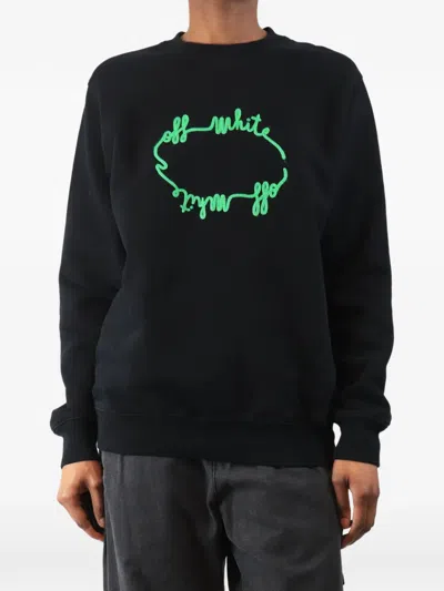 Pre-owned Off-white Applique Logo Sweatshirt In Black