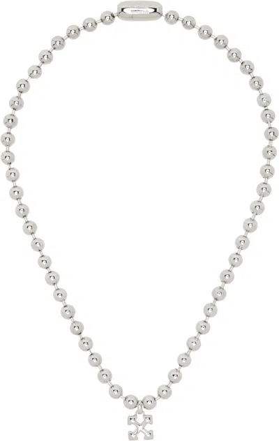 Off-white Arrow Ballchain Necklace In Metallic