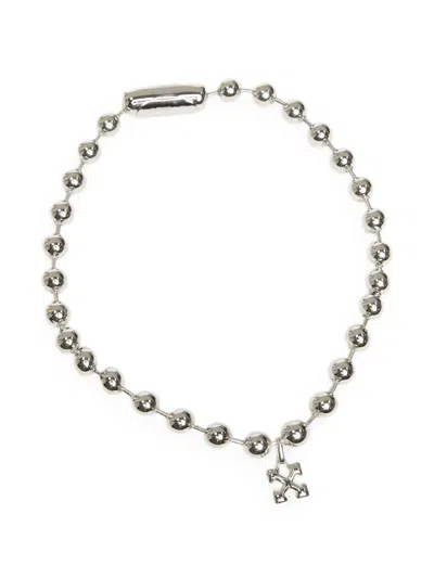 Off-white Arrow Ballchain Necklace In Metallic
