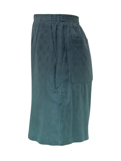 Off-white Arrow Bowling Shorts With Bow Detail In Dark Slate