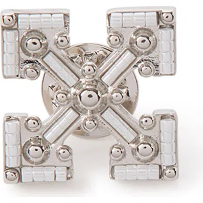 Off-white Arrow Brooch With Studs In Silver