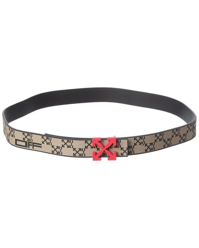 Off-white ™ Arrow Canvas & Leather Belt In Brown
