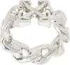 Off-white Silver Colored Ring With Arrow Motif In Brass Man In Metallic
